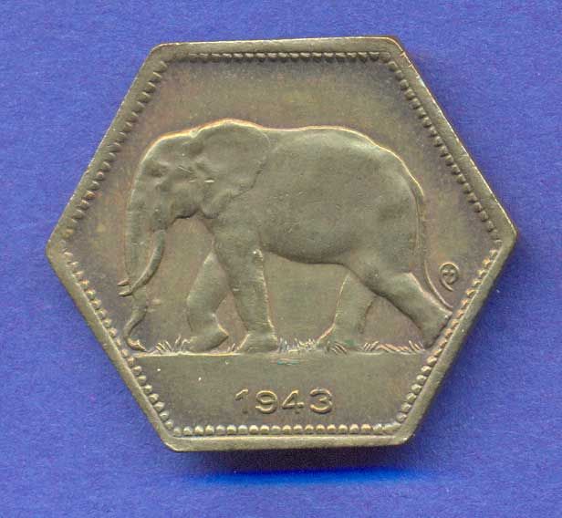 Belgian Congo 2 Francs 1943 KM25 I168
