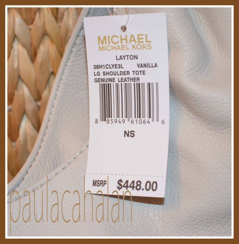 Michael Kors Layton Shoulder Tote Handbag Vanilla Leather