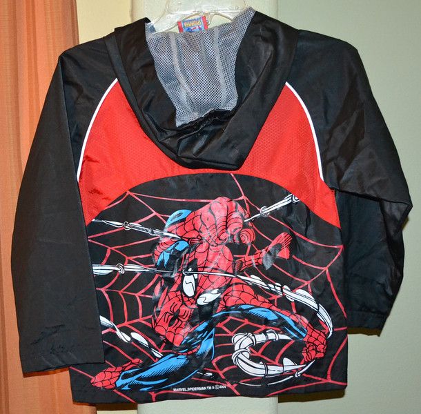 Spiderman Light Weight Hooded Windbreaker Jacket Youth Boys 7