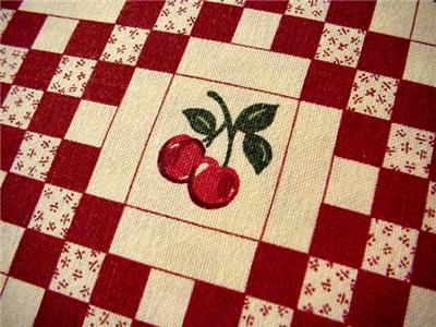 Round Cherry Tablecloth Retro Vintage Style Cherries Red Checkerboard