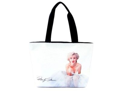 Marilyn Monroe Ballerina Signature Wide Tote Shoulder White Bag Purse