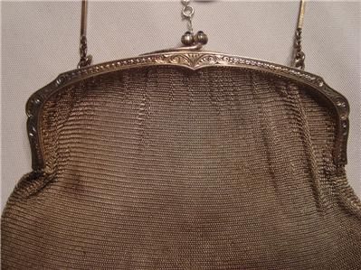 Antique Sterling Silver Flapper 1920s Mesh Purse Handbag 154g grams