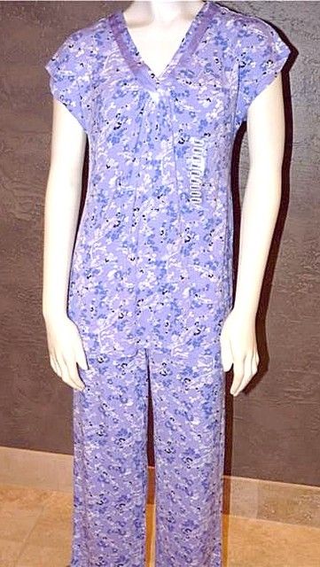 New Carole Hochman Midnight Super Soft Pajama Set Cap Sleeve Long Pant