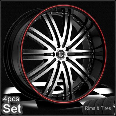 24 Wheels and Tires Rims 300C Magnum Charger Challenger Red Ring