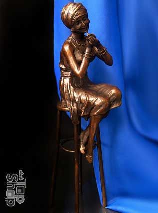 SCHMINKENDE ART DECO DAME Frau Bronze Bronzeskulptur Skulptur Figur