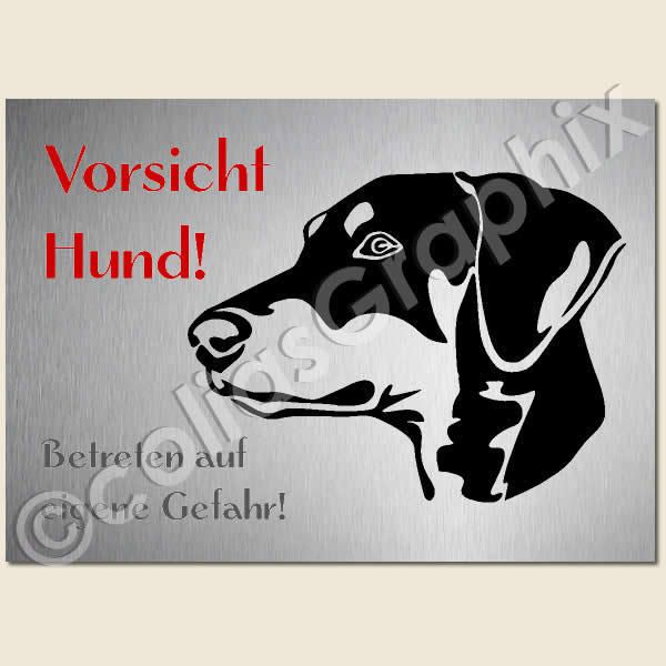 Dobermann Hunde Warnschild  Alu Dibond Art45WS