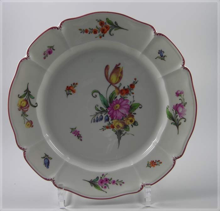 Teller purpur Rand 1551 Wiener Blumen Ø22cm Form 529 Rokoko