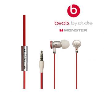 Original Monster Beats In Ear by Dr. Dre White Red Apple Iphone 4S 4
