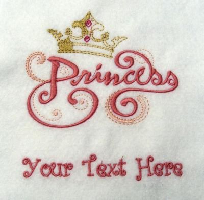 Personalised Embroidered PRINCESS Baby Cot Pram Blanket Pink White ADD