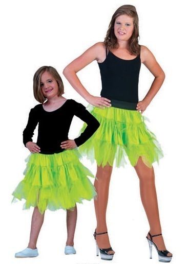Petticoat Rock Mädchen Neon Grün zum Show Fifties Tanzkleid Kostüm