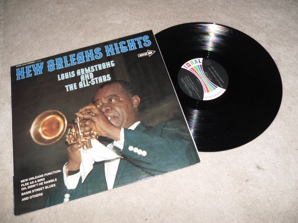 Louis Armstrong And The All Stars New Orleans Nights LP Album Cops